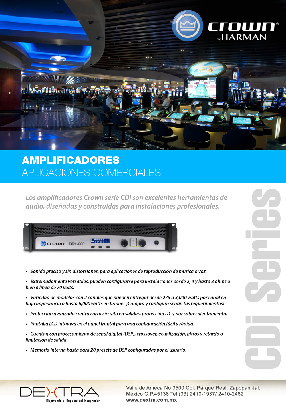 Amplificadores Crown para aplicaciones comerciales