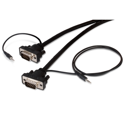 Binary Cable VGA B4-VGA-AUD-10FT B4 Series Male to Male VGA Cable with 3.5mm Stereo Plug 10FT Negro (pieza)