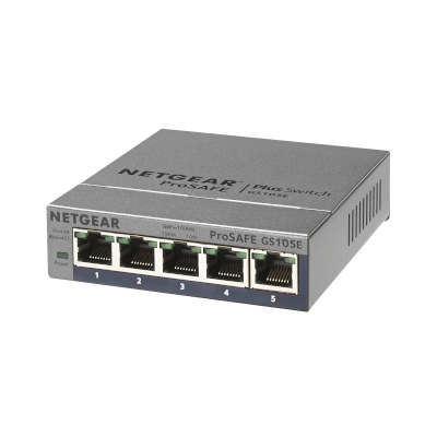 Netgear Switch NG-GS105E-200NAS-SW GS105E — 5-Port Gigabit Ethernet Plus (pieza)