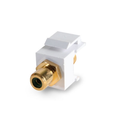 Wirepath UL-certified Gold-Plated F-Connector to RCA Jack Keystone Insert - Green RCA . (pieza) Blanco