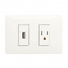 USB 2.1 A y Tomacorriente 2P+T 15A americano