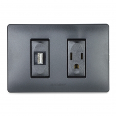 Fuente de alimentación 2.1A USB y Tomacorriente 2P+T 15A americano