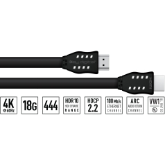 Cable HDMI 4K / 18G 9 pies, soporte HDR10, HDCP 2.2, Ethernet, ARC, VW1 Clasificación UL - 28 AWG