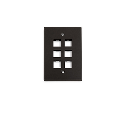 Wirepath 6-Port Midi Wall Plate (pieza)Negro