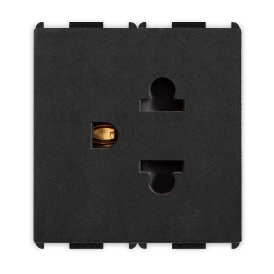 Master - PIXIA Toma euroamericana 2P+T 16A  (pieza) Negro