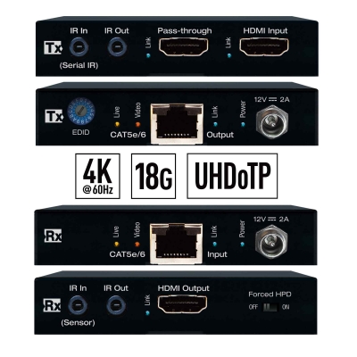 Key Digital 4K/18G HDR HDMI over Single Cat 5e/6 Cable Extender Kit (115