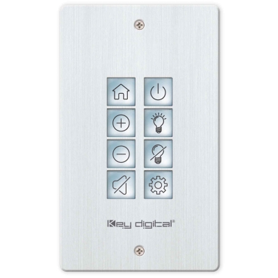 Key Digital 8 Button Web UI Programmable IP Control Wall Plate Keypad with PoE (1) IR port, (1) RS232 port for KDPlug & Present