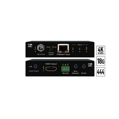 Key Digital 4K/18G HDBT Rx (40m) with L/R Audio De-Embed (pieza)