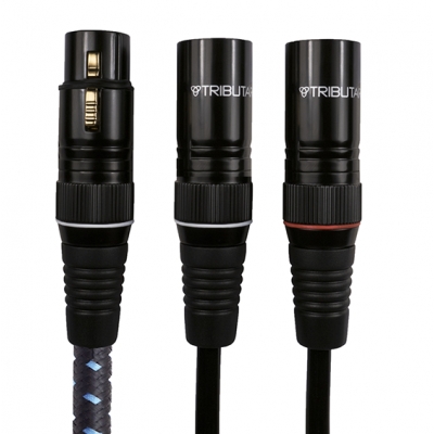 Tributaries - Cable de audio Y balanceado 1 hembra a 2 macho Series 4 calibre 22 de 0.2 metros (pieza) Negro