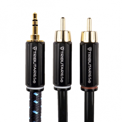 Tributaries - Cable de audio 1 Miniplug a 2 RCA Series 4 calibre 22 de 2 metros (pieza) Negro