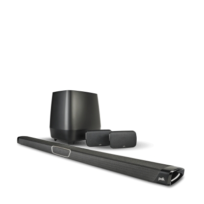 Polk Max Performance True 5.1 Surround Sound Bar system with seven driver array w/ Wireless 8” subwoofer and Wireless Rear Surrounds (kit) Negro