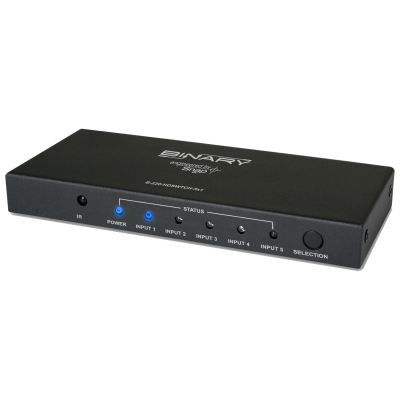 Binary  220 Series HDMI Switcher with HDMI single output departures, tickets 5x1 (pieza)Negro