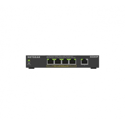 Netgear - Switch de red NO administrable Gigabit de 5 puertos con 4 puertos PoE+ 63 W (pieza) Negro