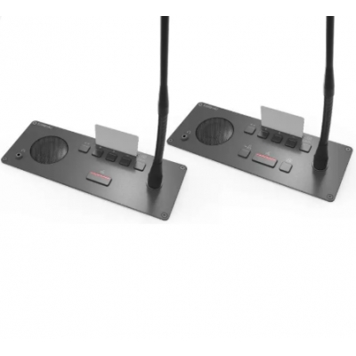 Televic Integrated Flush Mount Chairman Panel with Push & Lock Microphone Connector, Loudspeaker, 5 Button Voting Facilities with RFID Badge Reader, Prior and Next-In-Line Button (pieza) Negro