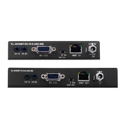Elan HDBaseT Extender Set  100m (4K up to 70m), Bi directional IR, Bi-directional PoH (PoE), Audio Breakout, ARC, RS-232, 3 x LAN switch, HDMI Loop Out, HDCP 2.2
