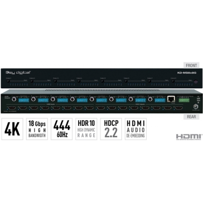 Key Digital 8x8 4K/18G HDMI Matrix Switchers (pieza) Negro