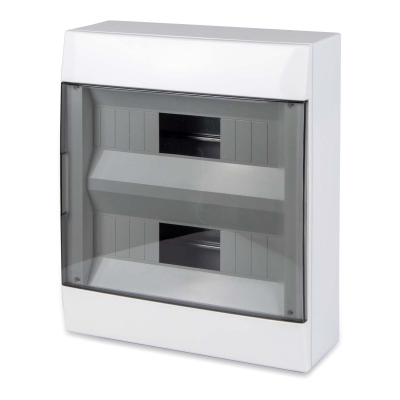 Master - Caja eléctrica de pared de 24 módulos con puerta transparente, 280x350x110mm (pieza) Blanco
