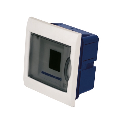 Master - Caja eléctrica para empotrar en pared de 4 módulos con puerta transparente, 154x160x80mm (pieza) Blanco