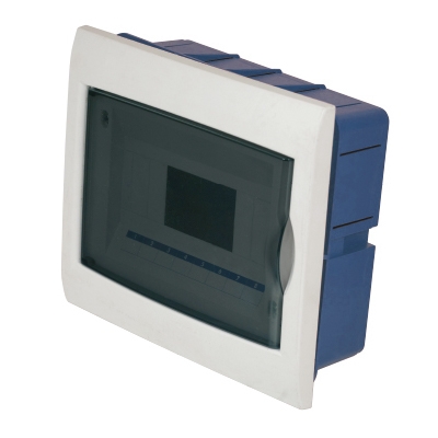Master - Caja eléctrica para empotrar en pared de 8 módulos con puerta transparente, 240x194x80mm (pieza) Blanco
