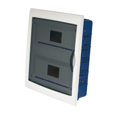 Master - Caja eléctrica para empotrar en pared de 24 módulos con puerta transparente, 315x400x105mm (pieza) Blanco