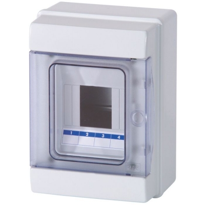 Master - Caja eléctrica de pared de 4 módulos con puerta transparente, 145x200x105mm (pieza) Blanco
