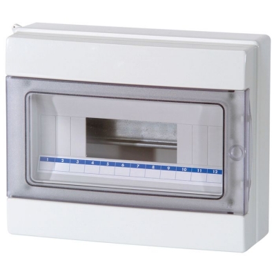 Master - Caja eléctrica de pared de 12 módulos con puerta transparente, 290x240x105mm (pieza) Blanco