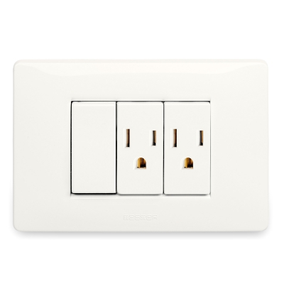 Master - Interruptor 3 vías/escalera 1P 16AX y 2 Tomacorriente 2P+T 15A (pieza) Blanco