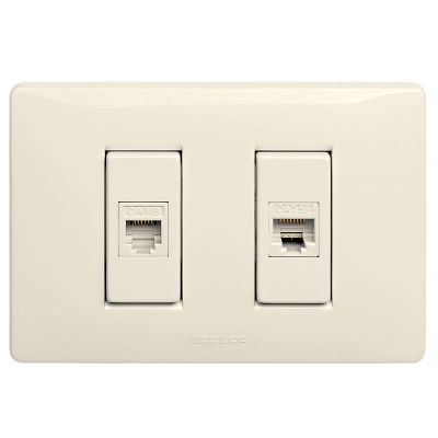 Master - Toma telefónica RJ12 6P6C y Toma Ethernet RJ45 8P8C (pieza) Marfil