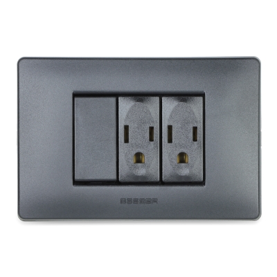 Master - Interruptor 1P 16AX y 2 Tomacorriente 2P+T 15A (pieza) Negro