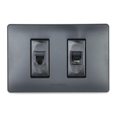 Master - Toma telefónica RJ12 6P6C + Toma Ethernet RJ45 8P8C (pieza) Negro