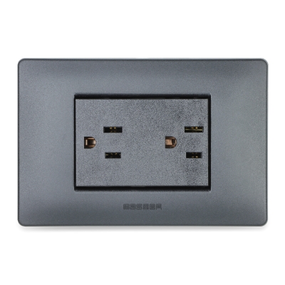 Master - Toma corriente doble americano 2P+T 15A (pieza) Negro