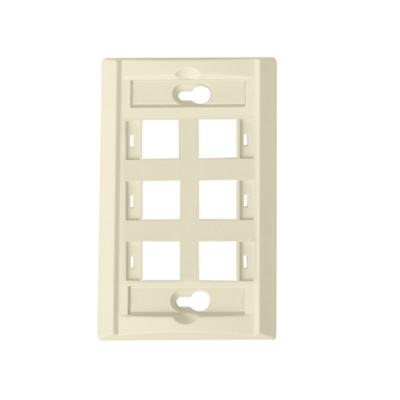 Wirepath 6-Port Keystone Wall Plate With Icon Tabs.  (pieza) Marfíl
