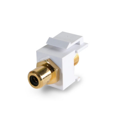 Wirepath UL-certified Gold-Plated F-Connector to RCA Jack Keystone Insert. Color Negro RCA .(pieza) Blanco