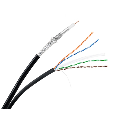 Wirepath Cable Coaxial SP-RG6-CAT6-500-BLK RG6Q Coaxial + CAT6 550MHz - 500ft. Spool Negro (pieza)