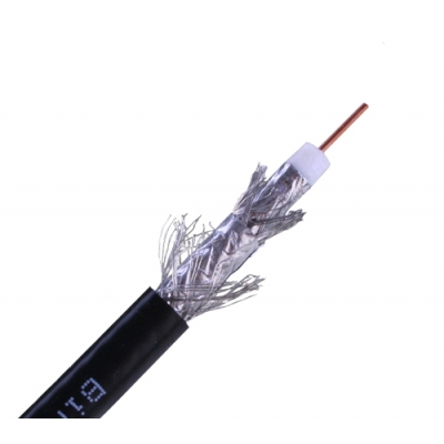 Wirepath RG6/U Quadshield CCS Coaxial Cable - 500 ft, Spool In Box (pieza) Negro