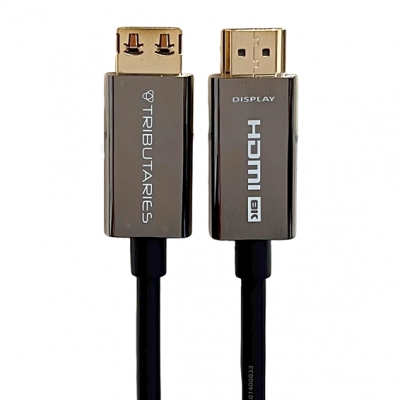 Tributaries - Cable óptico Activo Híbrido (AOC) HDMI 2.1 de 8 metros con resolución 8K/60Hz 48 Gbps incluye el insertador de voltaje USB-VI (pieza) Negro