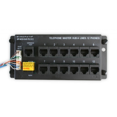 Wirepath Módulo de Teléfono WP-MOD-RJ45-TEL1X12 1 x 12 Telephone Module with 12-RJ45 Jacks and RJ31X Security Interface Negro (pieza)