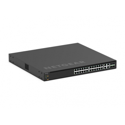 Netgear - Switch de red AV administrable de 24 puertos PoE++  2,5G y 4 10G/multigig con enlaces ascendentes 4 25GBASE-X SFP28 (pieza) Negro