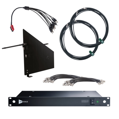 Audio-Technica RF Venue DISTRO9 HDR 9-Channel Antenna Distributor Bundle (Black Wall-Mount Diversity Fin)