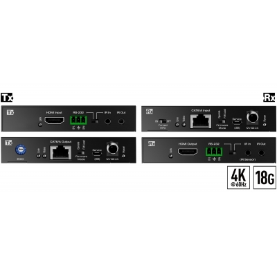 Key Digital 4K 18G HDMI over 50m / 164ft CAT5e/6 Extender TX and Rx Kit with HDR, Power over Cat, IR or RS-232